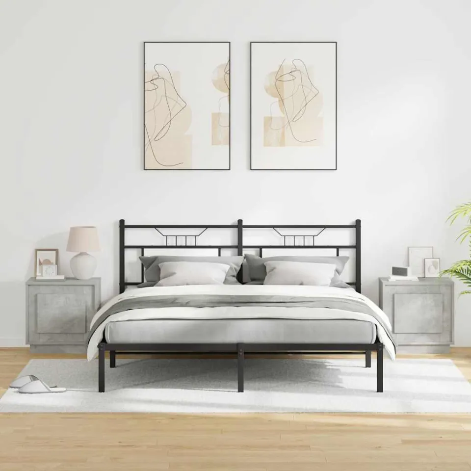 vidaXL Nachtkastje 2 st Beton Grijs 44 x 34,5 x 45 cm Bewerkt hout, foto 4