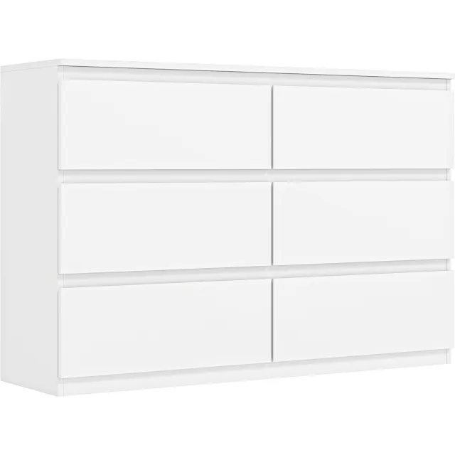 Homona Ladekast - Met 6 lades - 112 x 34 x 75 cm - Wit