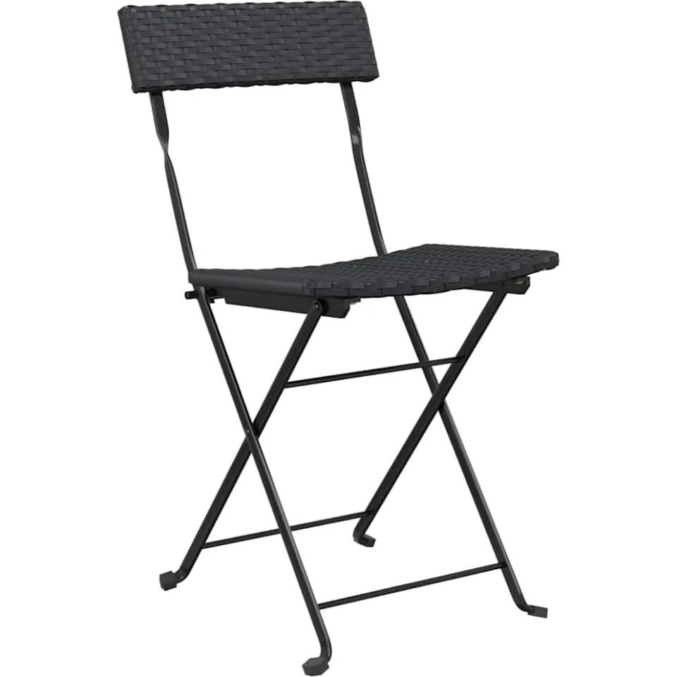 vidaXL Bistroset inklapbaar 3 st poly rattan zwart, foto 3