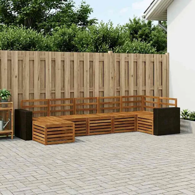 vidaXL Buiten bankenset 7 st 6-zits Naturel Massief Acaciahout