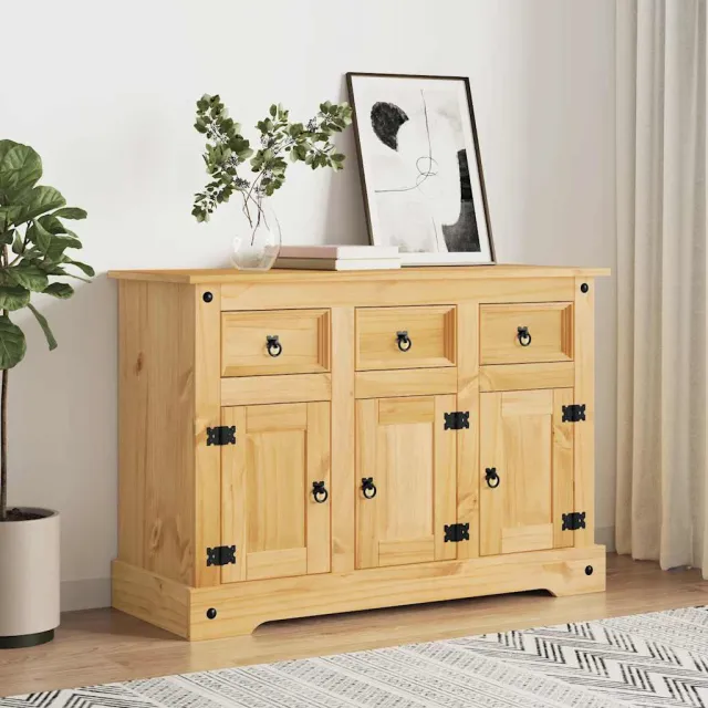 vidaXL Dressoir "Corona" Bruin 112x44x78 cm Massief Hout Mexicaans Dennenhout, foto 2