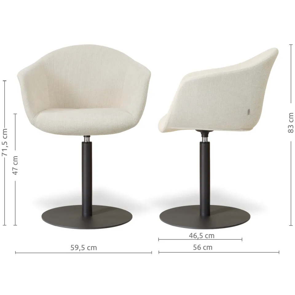 Nolon Niva-Otis draaibare tulp eetkamerstoel cottonbeige - mat zwart onderstel, foto 3