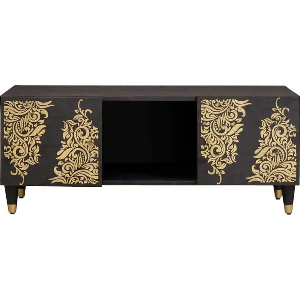 vidaXL Salontafel Zwart 100 x 54 x 40 cm Massief Mango Hout, foto 3