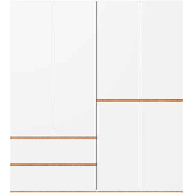 City long dragon LONG DRAGON - Kledingkast - 6-deurs openslaande deuren - 180x50x200 cm - Klassiek ontwerp met 2 kledingroedes en 5 lades, Artisan eiken/wit voor slaapkamer, hal, kinderkamer en kantoor