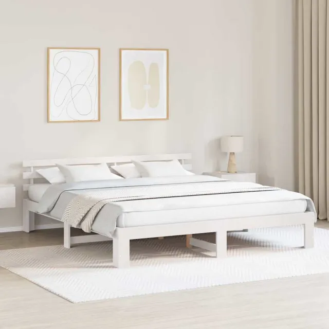 vidaXL Bedframe met hoofdeinde Wit 200 x 200 cm Massief grenenhout