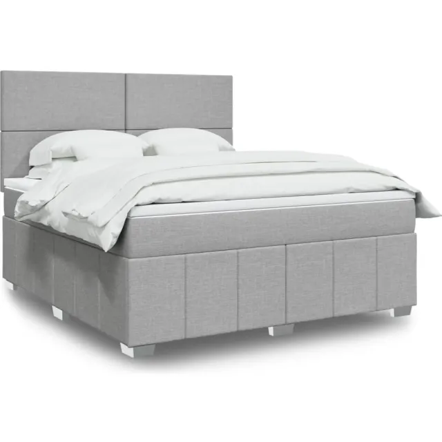 vidaXL Boxspring met matras stof lichtgrijs 180x200 cm grijs