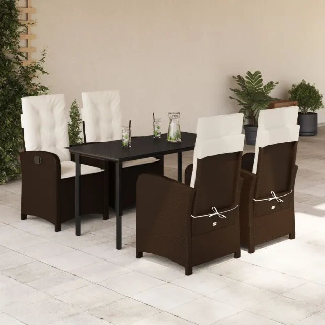 vidaXL 5-delige Tuinset met kussens poly rattan bruin, foto 2