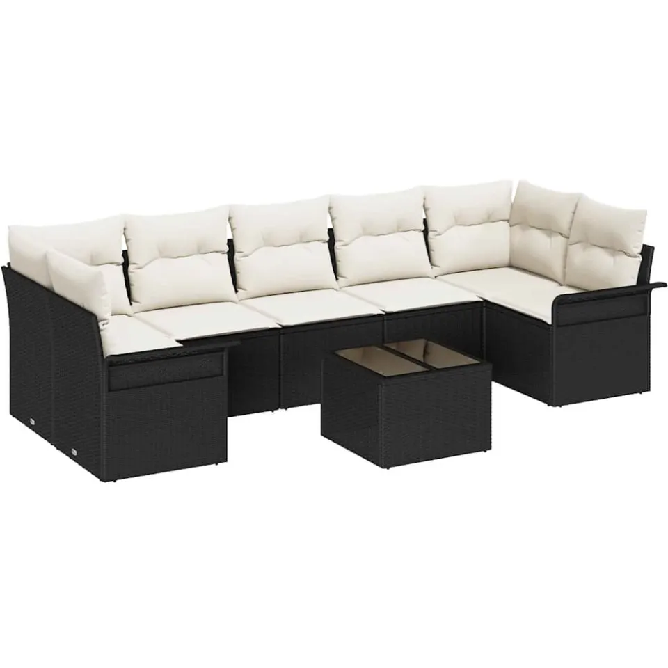 vidaXL Tuin Sofa Set 8 st Zwart poly rattan
