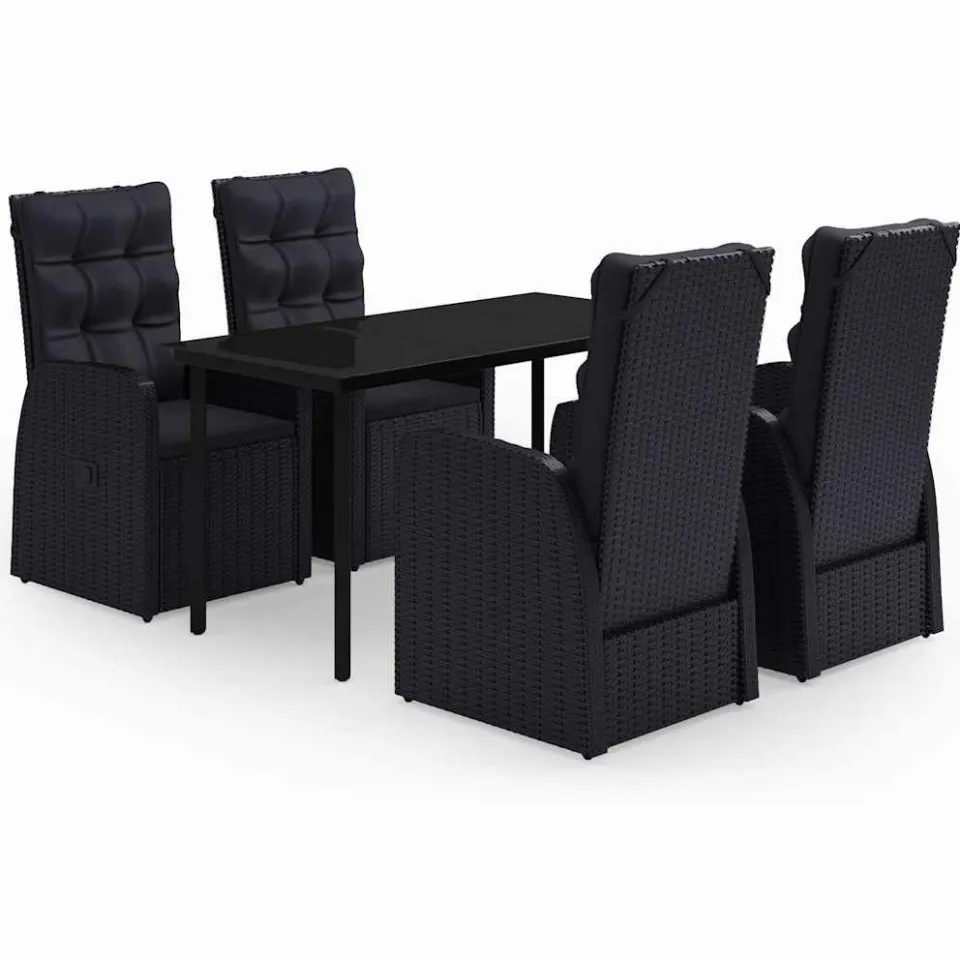 vidaXL 5-delige Tuinset met kussens zwart, foto 3