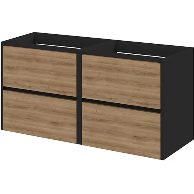 Tiger Reverse wastafelonderkast 4 lades chalet eik mat zwart Eiken
