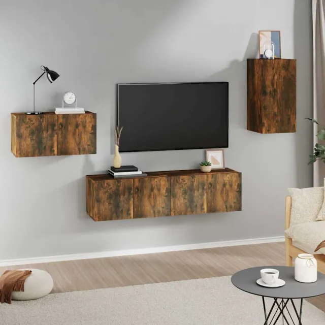 vidaXL 4-delige Tv-meubelset bewerkt hout gerookt eikenkleurig, foto 2