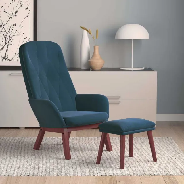 vidaXL Relaxstoel met voetenbank fluweel blauw