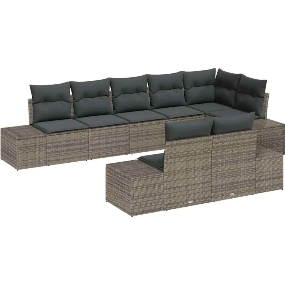 vidaXL Tuin Sofa Set 8 st Grijs poly rattan