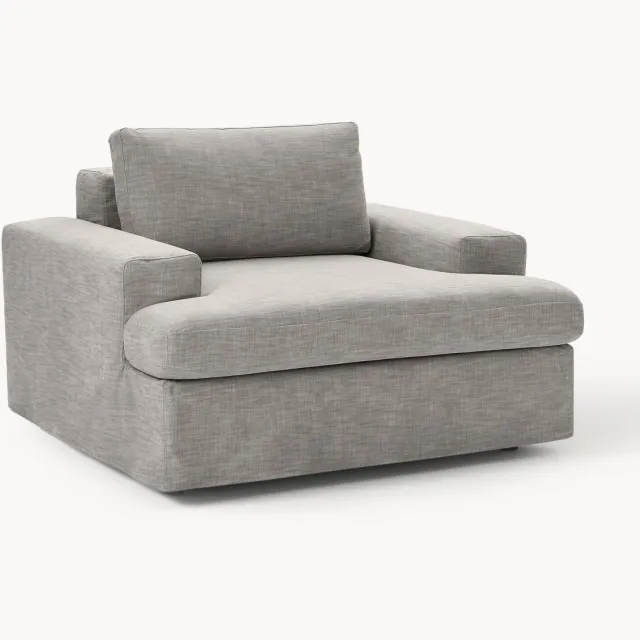 Westwing Collection Fauteuil Russell met afneembare hoezen Grijs