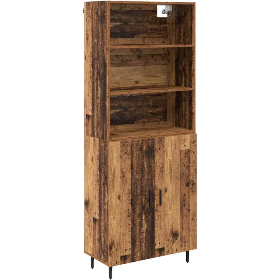 vidaXL Hoge kast 2 st Oud Hout 69,5 x 32,5 x 180 cm Bewerkt hout bruin, foto 3