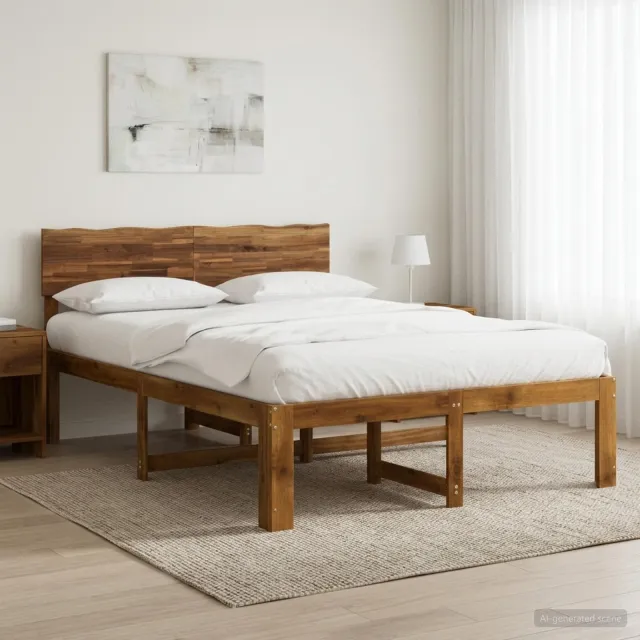 vidaXL Tweepersoonsbed met hoofdeinde ROSTOCK Naturel 120 x 200 cm Bruin