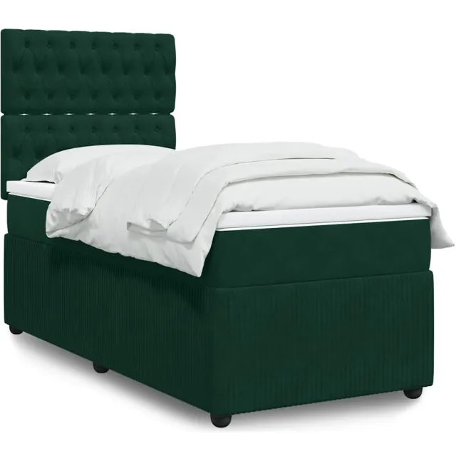 vidaXL Boxspring met matras fluweel donkergroen 100x200 cm groen