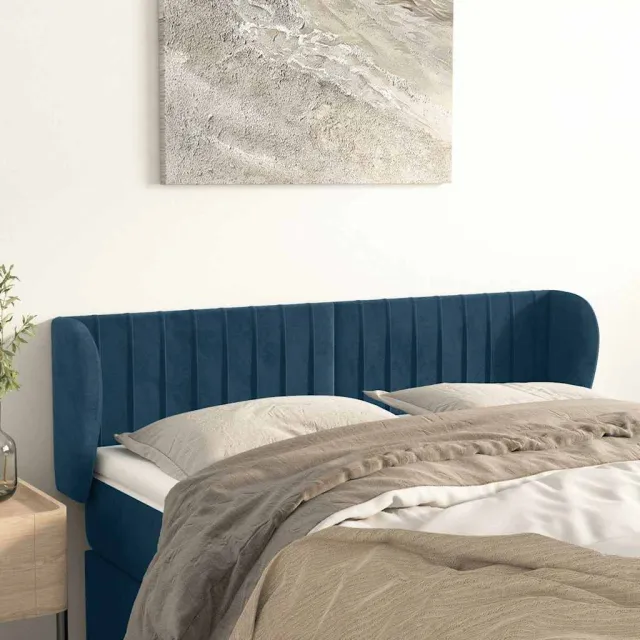 vidaXL Hoofdbord met randen 147x23x78/88 cm fluweel donkerblauw blauw
