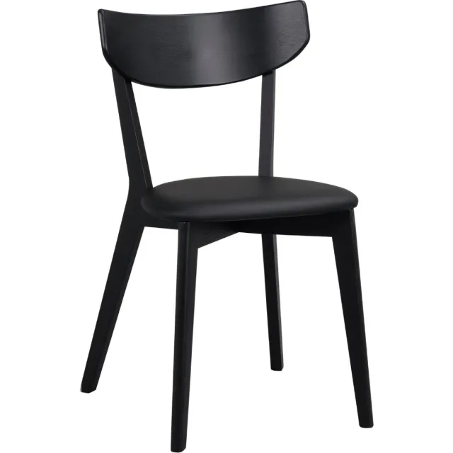 Rowico Home Ami Eetkamerstoel Zwart Eikenhout - Met Zwart Zitkussen - Kunstleer - Houten Eetkamerstoel - Scandinavisch - Design