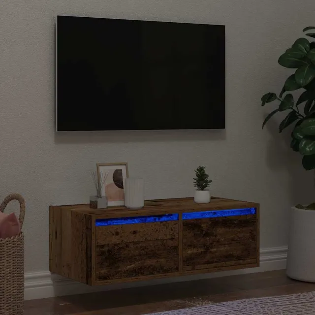 vidaXL Tv-meubel met LED-verlichting 75x35,5x25 cm oud houtkleurig bruin, foto 2