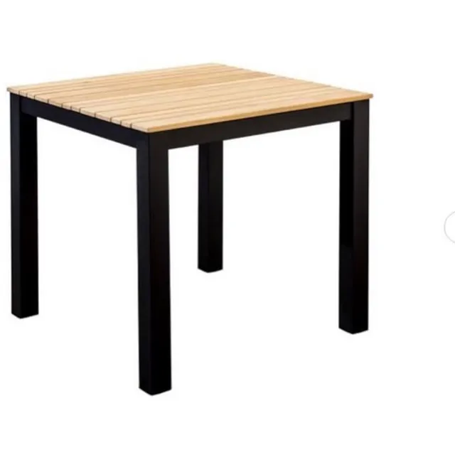 Yoi Arashi dining table 76x76cm. alu black/teak zwart