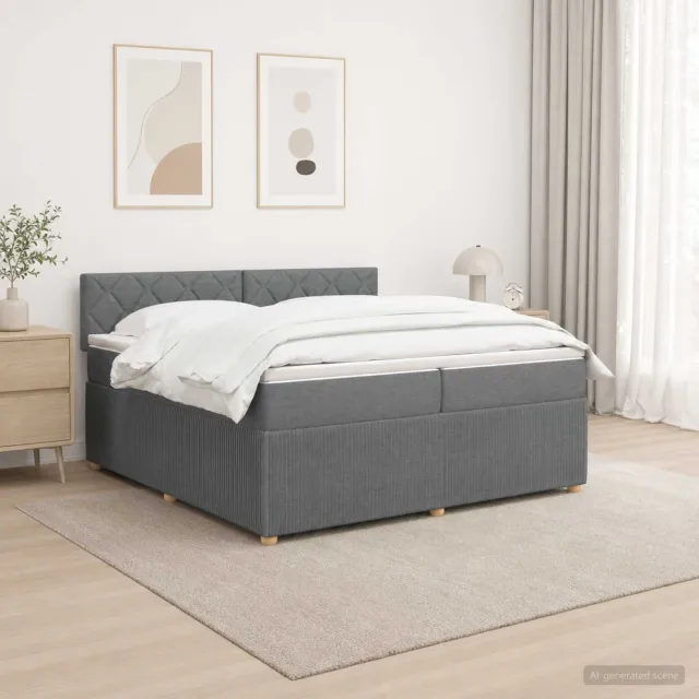 vidaXL Boxspringbed met matras Donkergrijs 200 x 200 cm Stof