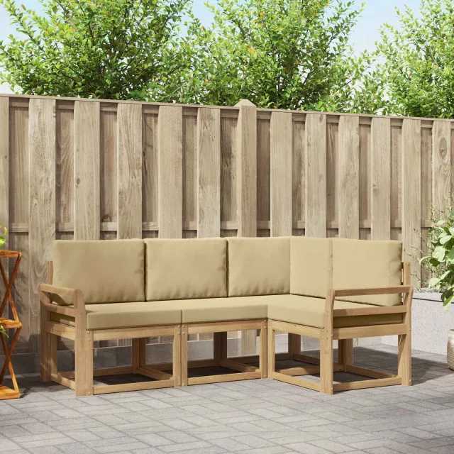vidaXL Buiten bankenset 4 st 4-zits Wit en Beige