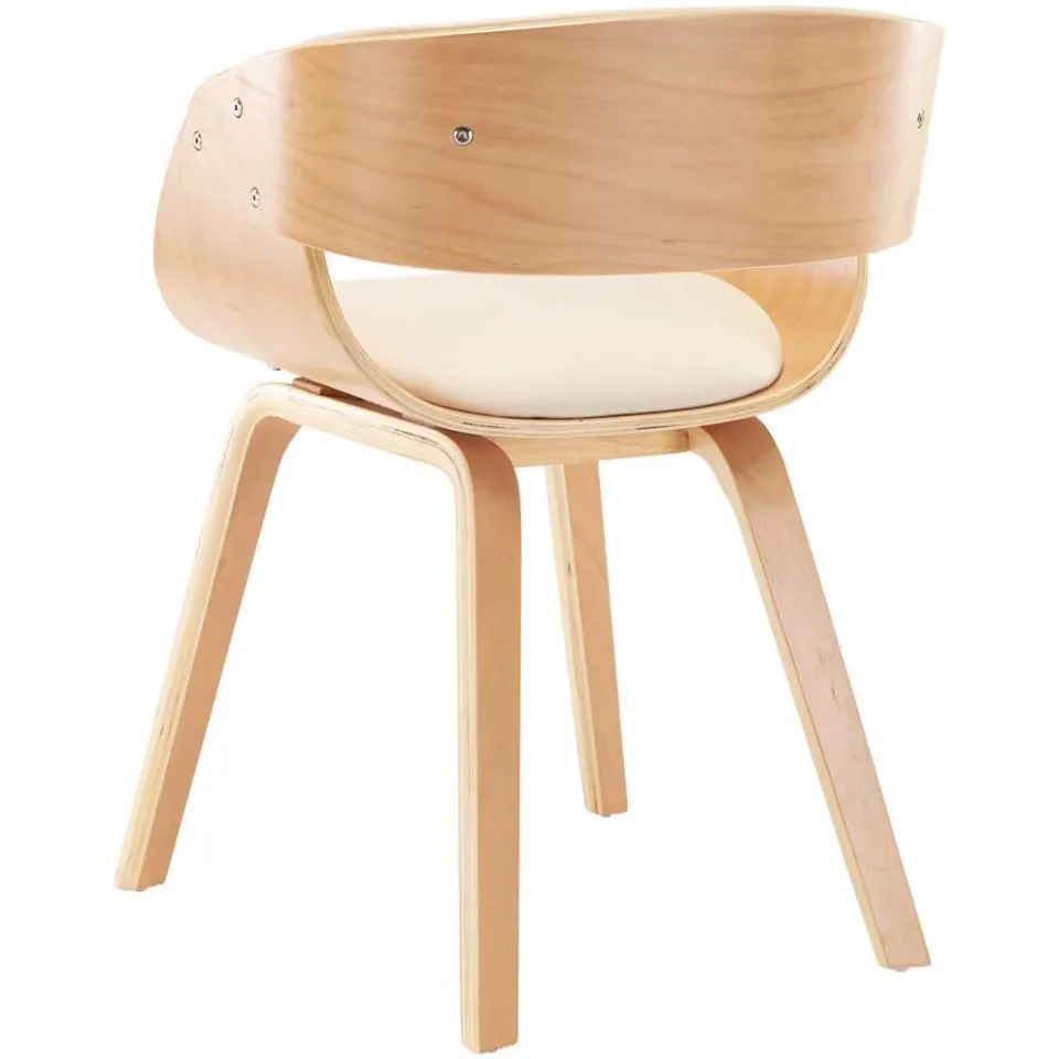 vidaXL Eetkamerstoel gebogen hout en kunstleer crèmekleurig, foto 4