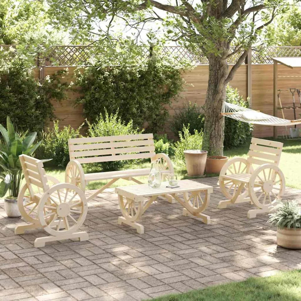 vidaXL 4-delige Loungeset massief vurenhout bruin, foto 2