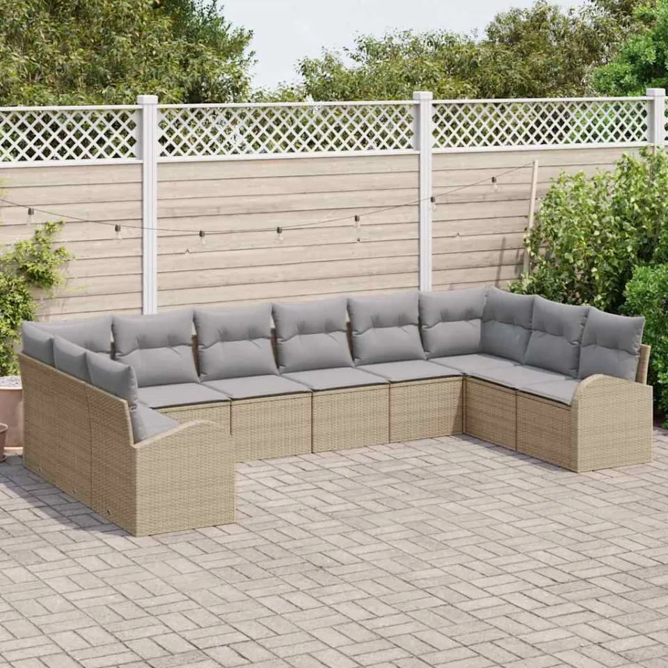 vidaXL Bankstel 10 st Beige [Synthetisch]: Polyrattan, foto 3
