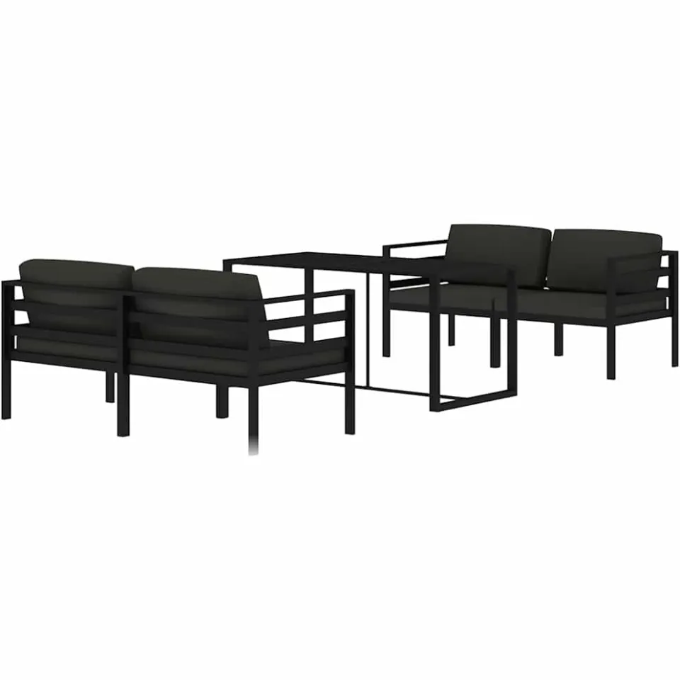 vidaXL 5-delige Loungeset met kussens aluminium antracietkleurig Anthraciet