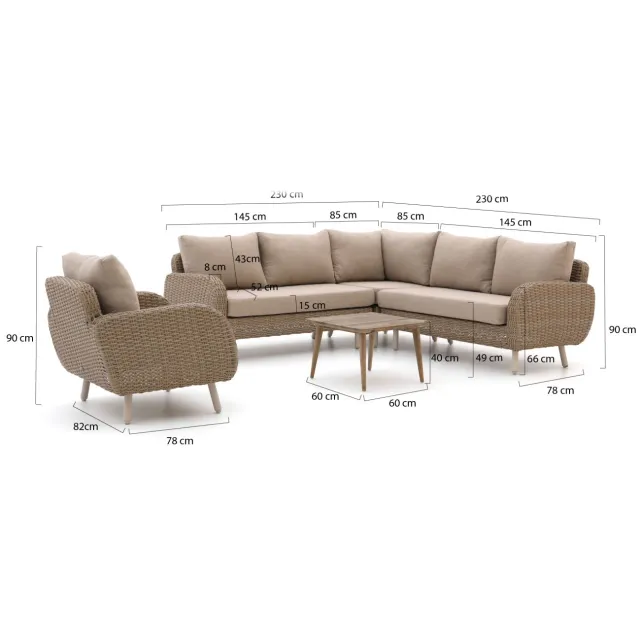 Intenso Furniture Intenso Suzzara/Rough-K lounge hoek loungeset 5-delig taupe, foto 2