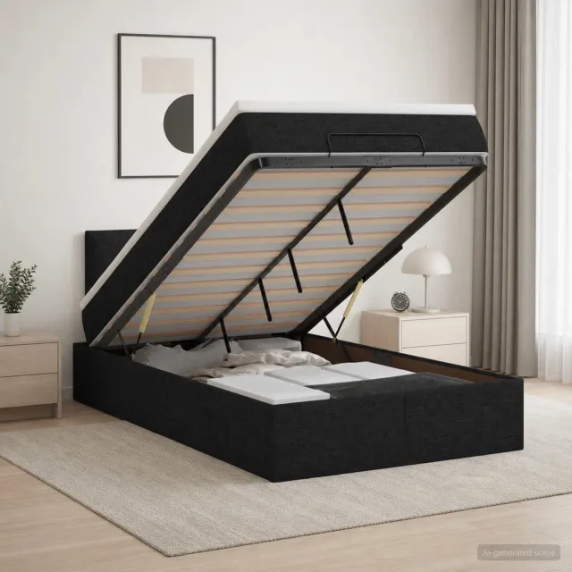 vidaXL Ottoman bed met matras met hoofdeinde Zwart 120 x 190 cm Stof