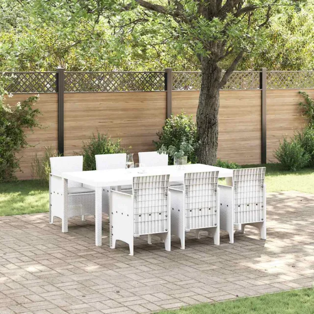 vidaXL Tuin eettafelset 7 st Wit Polypropyleen