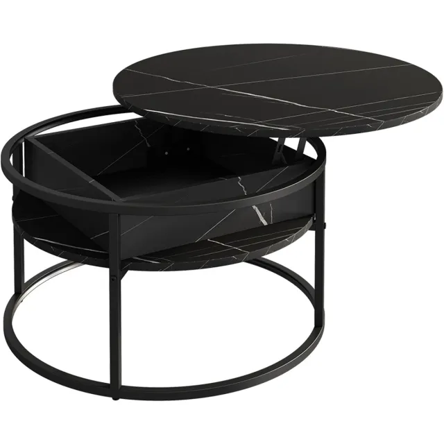 Vicco Marlo Salontafel – 77 x 77 cm Zwart/marmer-wit