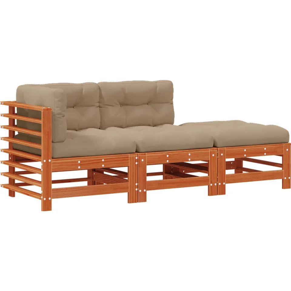 vidaXL Tuin loungeset 3 st Wasbruin Massief grenenhout