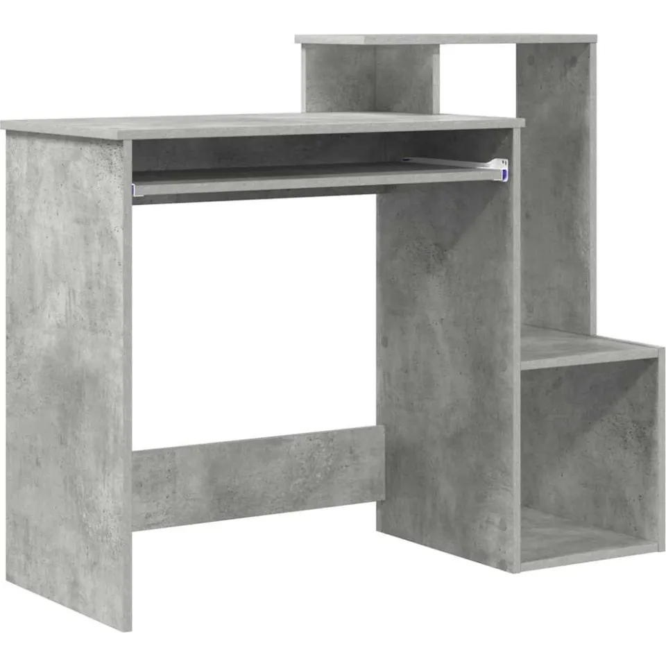 vidaXL Bureau Beton Grijs 106 x 41 x 88,5 cm Bewerkt hout, foto 3