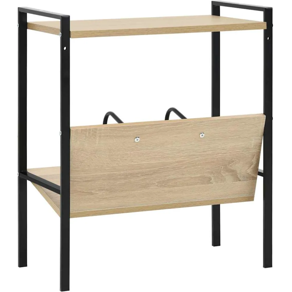 vidaXL Boekenkast 2 schappen 52x28x59 cm bewerkt hout zwart en eiken, foto 3