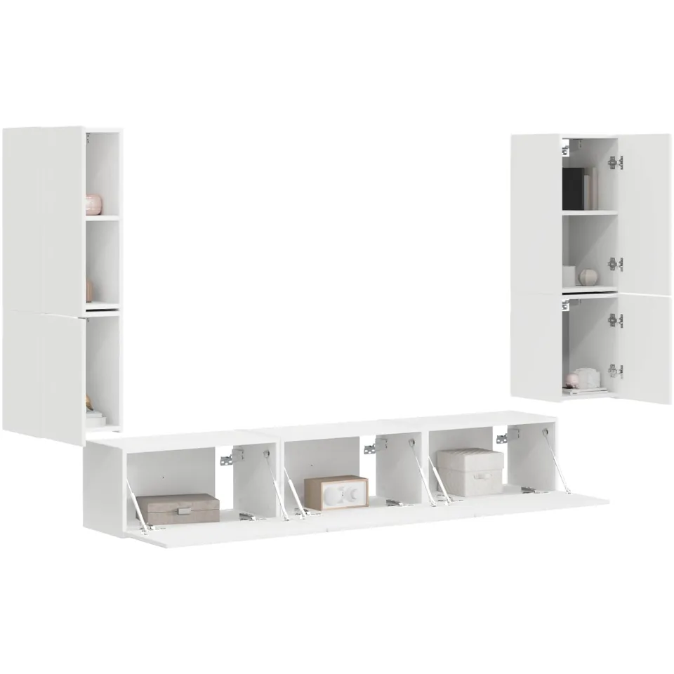 vidaXL Tv-meubelset 4 st Wit Bewerkt hout
