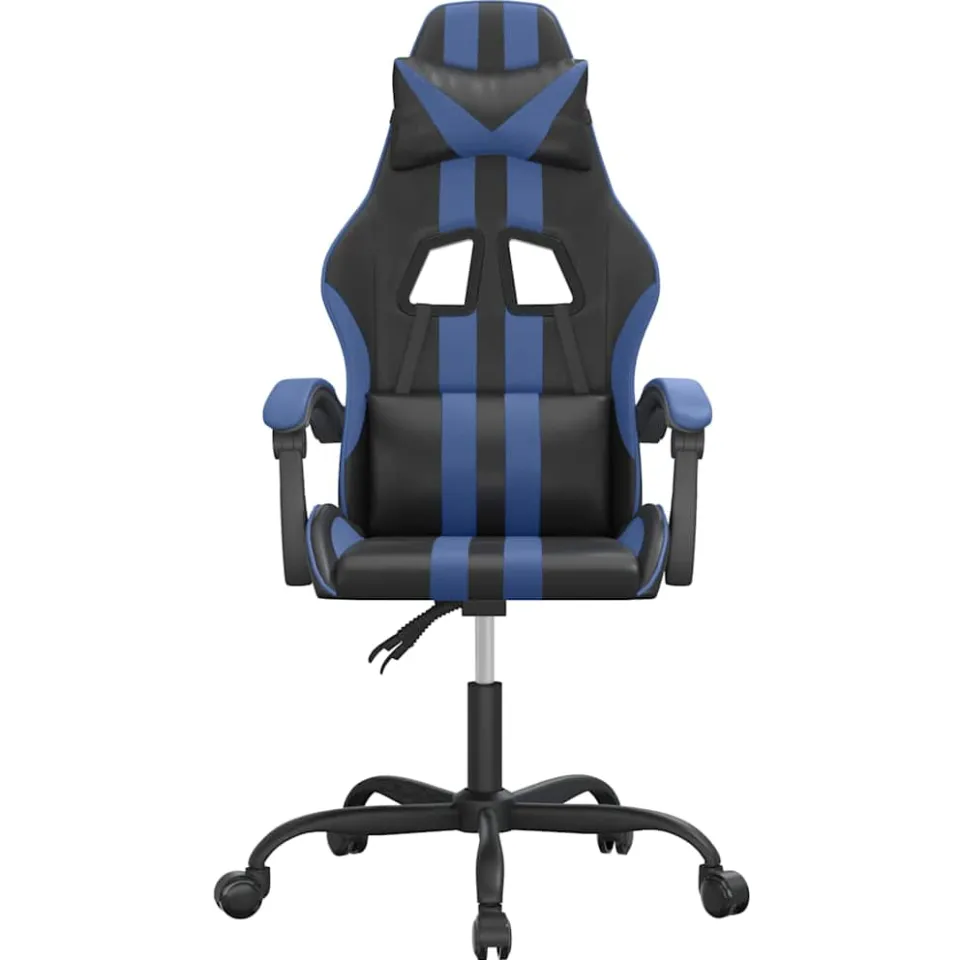 vidaXL Gamestoel draaibaar kunstleer zwart en blauw