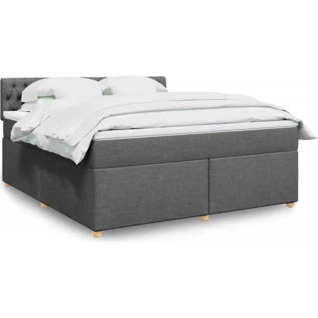 vidaXL Boxspring met matras stof donkergrijs 180x200 cm grijs