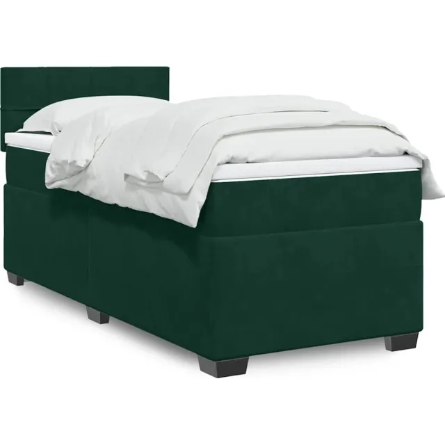 vidaXL Boxspring met matras fluweel donkergroen 80x200 cm groen
