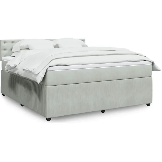 vidaXL Boxspring met matras fluweel lichtgrijs 180x200 cm grijs