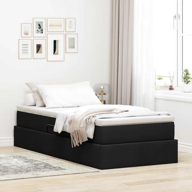 vidaXL Opslag bed met matras met opslag Zwart 90 x 190 cm Polyester