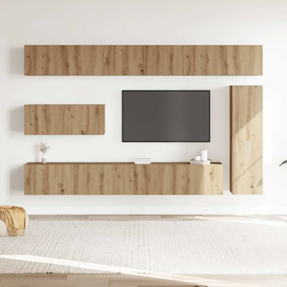 vidaXL 7-delig Tv-meubelset wandmontage bewerkt hout artisanaal eiken, foto 2