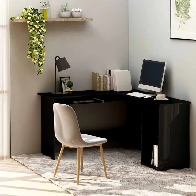 vidaXL Hoekbureau L-vormig 120x140x75 cm bewerkt hout hoogglans zwart