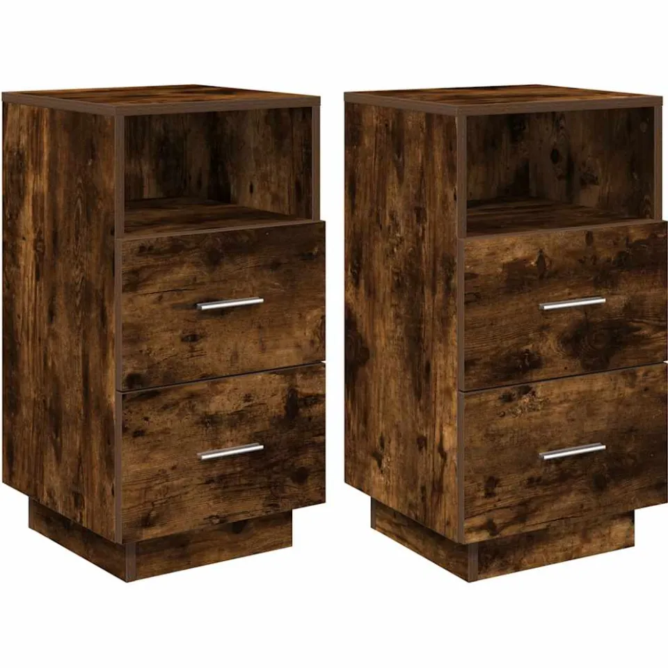 vidaXL Nachtkastjes 2 st met 2 lades 36x36x68 cm gerookt eikenkleurig, foto 3