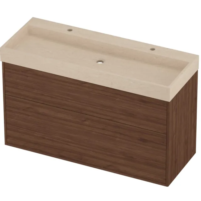 Proline Evoli Badmeubelset Hardsteen Loft 120x46x75 cm Sand Stone Indian Walnut Houtlook