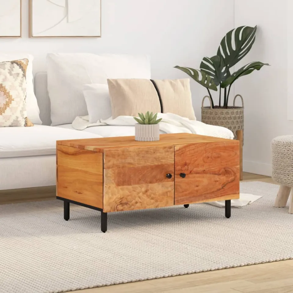 vidaXL Salontafel 80x50x40 cm massief acaciahout bruin, foto 3