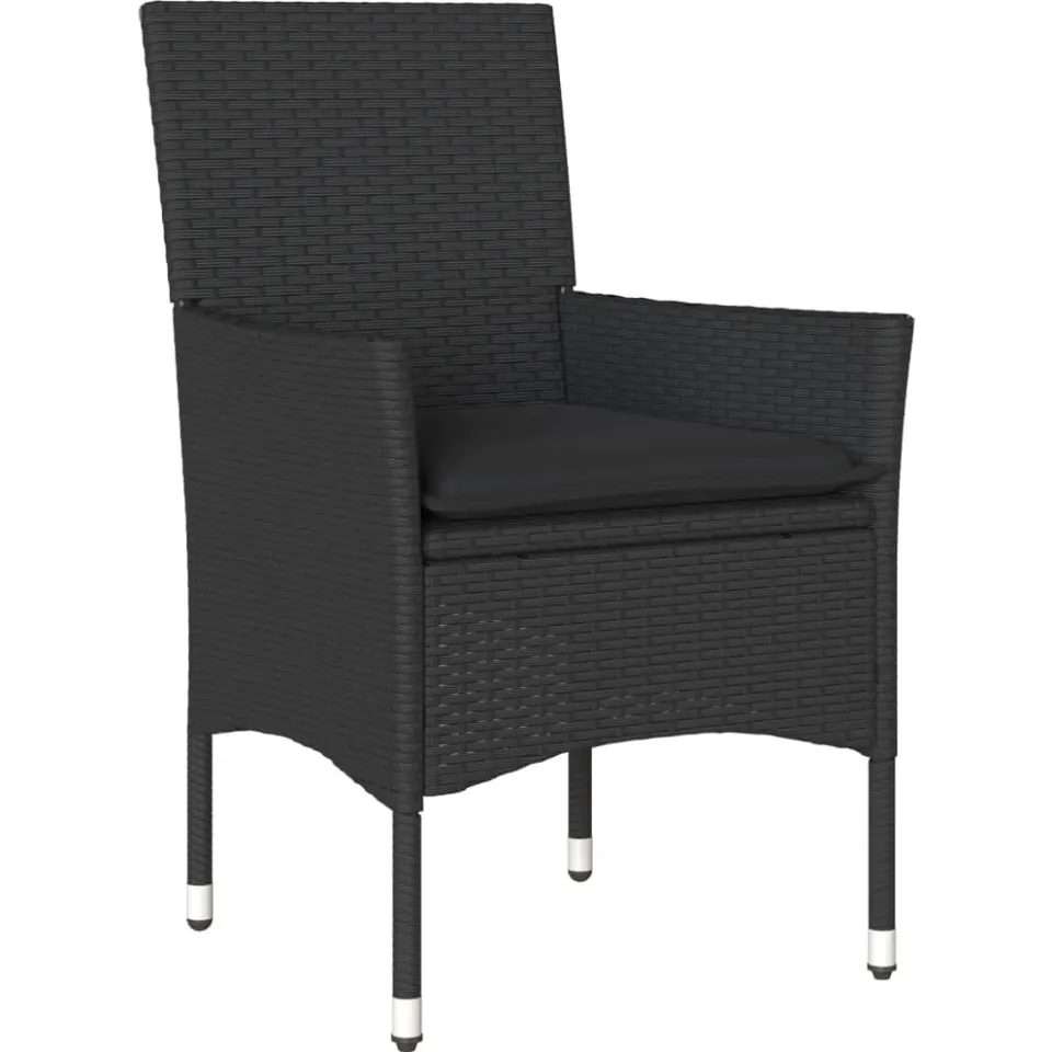 vidaXL 9-delige Tuinset met kussens poly rattan en acaciahout zwart